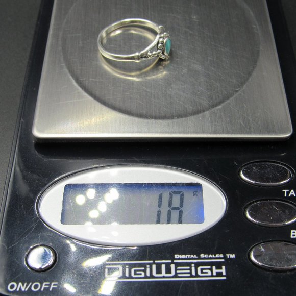 Size 6.75 Sterling Silver Cute Blue Inlay Ring - Picture 7 of 7